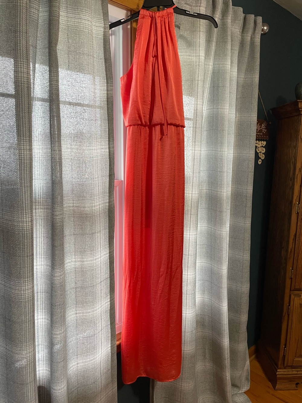 B. Smart Coral Halter Maxi Dress